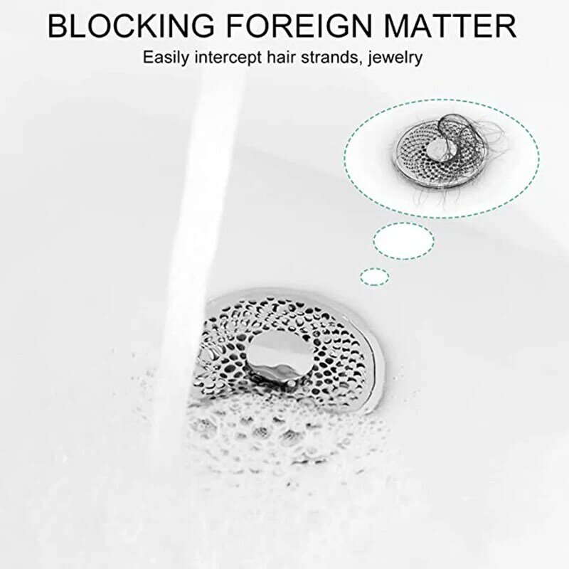 Bathroom Sink Stopper Anti Clog Pop Up Drain Stopper Vanity Vessel Sink with Strainer Basket Hair Catcher Launcher Spring Core