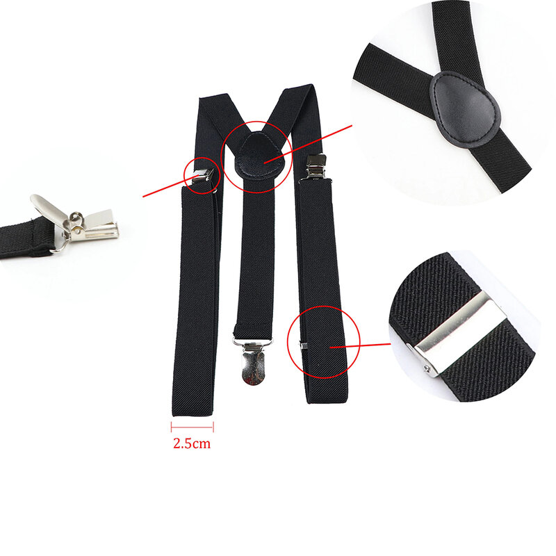 Fashion Men Women Kids Solid Colorful Elastic Suspender Set Y-Back Brace Adjustable Straps Wedding Party Daily Accessories
