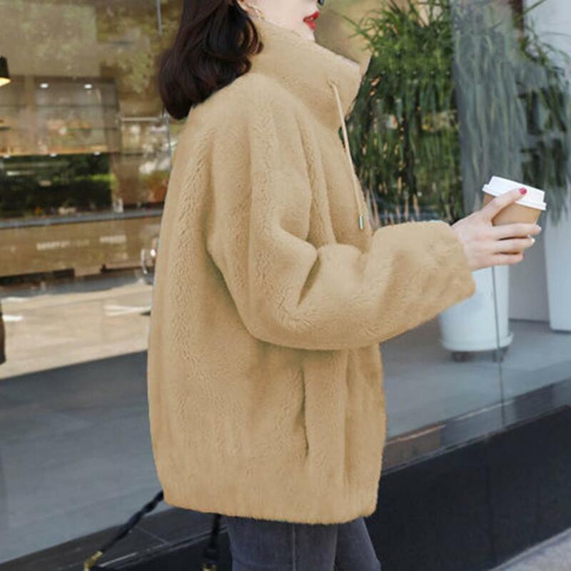 Cappotto corto da donna stile coreano verde Vintage cappotto a maniche lunghe in pelliccia sintetica capispalla Casual giacca da donna elegante autunno inverno 2021