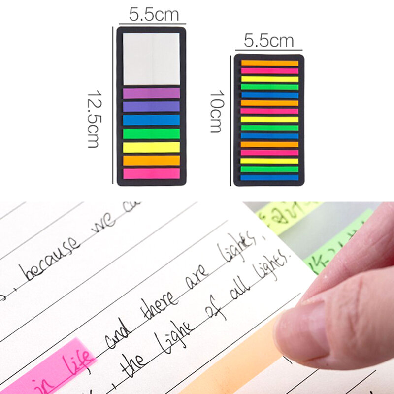 160/300 buah stiker warna transparan neon Index tab bendera catatan lengket alat tulis perlengkapan kantor sekolah