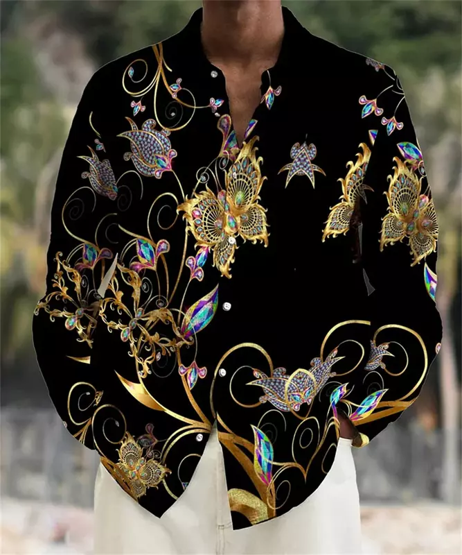Рубашка мужская с отложным воротником, мягкая и удобная Повседневная блуза свободного покроя, в стиле ретро, 2023