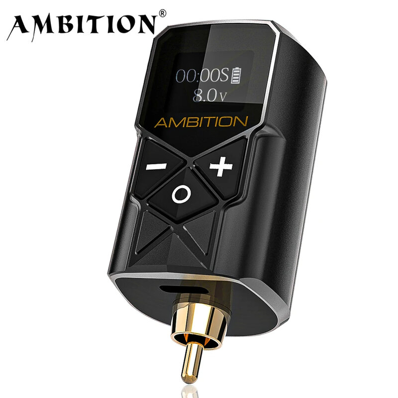 Ambition Kuark fuente de alimentación inalámbrica para batería de tatuaje, interfaz RCA 2400amh, pantalla LCD portátil para máquina rotativa, cargador rápido