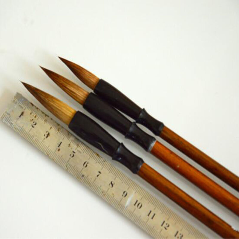 Caligrafia chinesa escovas caneta, cabelo de lã e Doninha, escova de escrita, apto para a escola estudantil, excelente qualidade, 3pcs por conjunto