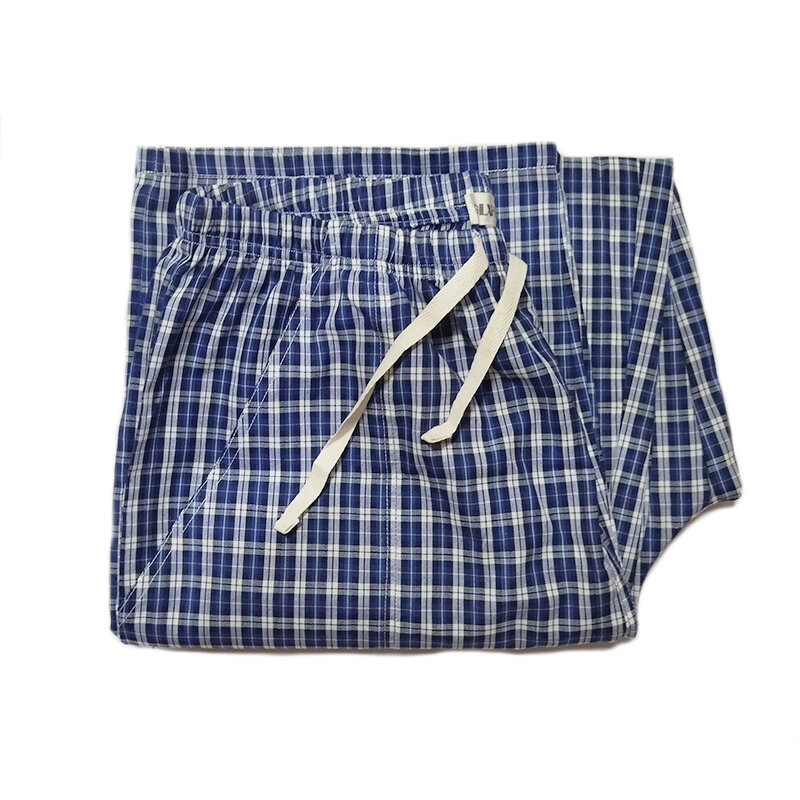 Pijama xadrez de algodão masculino bottoms, calças pijamas, calças de dormir, pijama masculino, roupa de casa, primavera verão