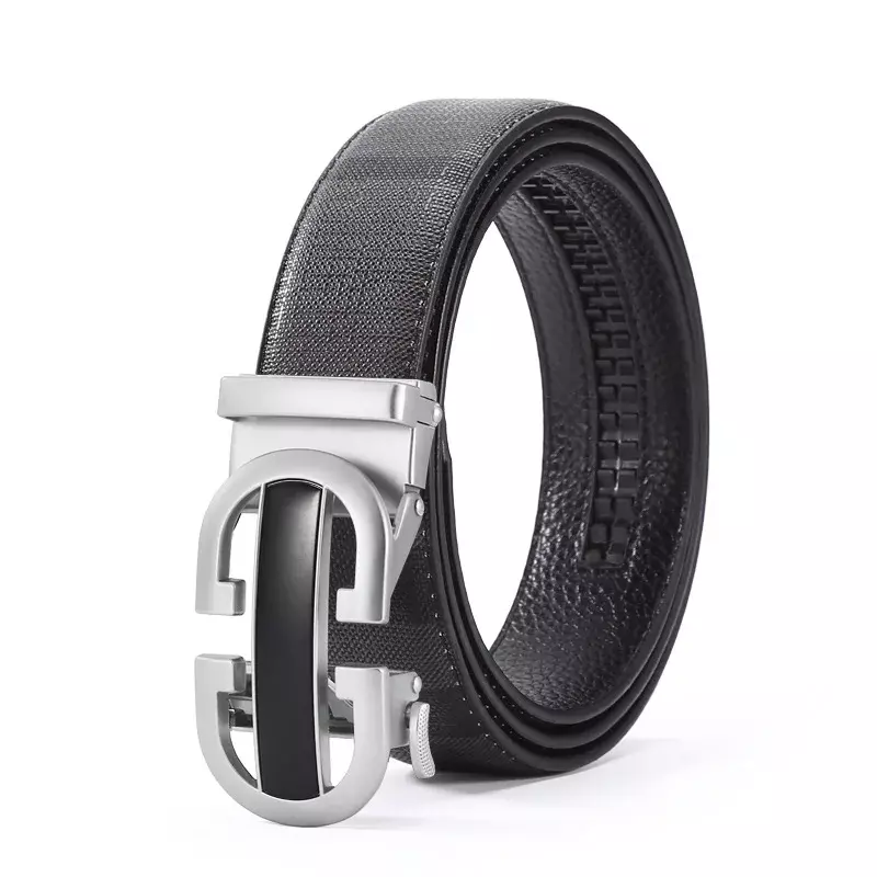 Cinturón de cuero con hebilla automática para hombre, cinturón versátil de aleación para pantalones de negocios, jóvenes y de mediana edad, nuevo diseño