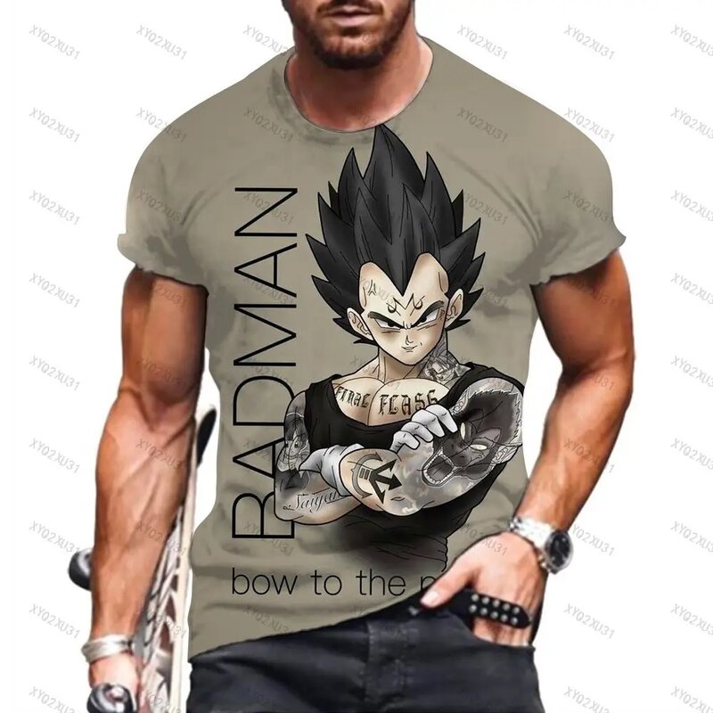 2024 Japanese Anime Dragon Ball Print T Shirt Men Vintage Washed Tshirt Short Sleeve Tops Tee Harajuku Hip Hop Kids Streetwear