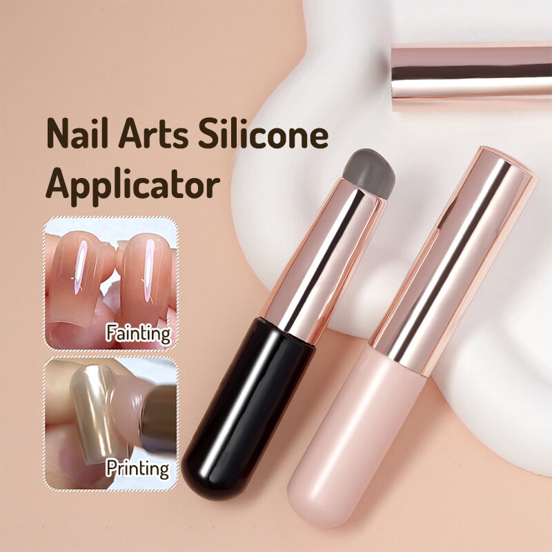 Nail Art Silicone Aplicador Vara, Chrome Pigmento Poeira, Aplicando Gradiente Sombreamento Pen, Easy-Folha Pó, Silicone Brushes Tool