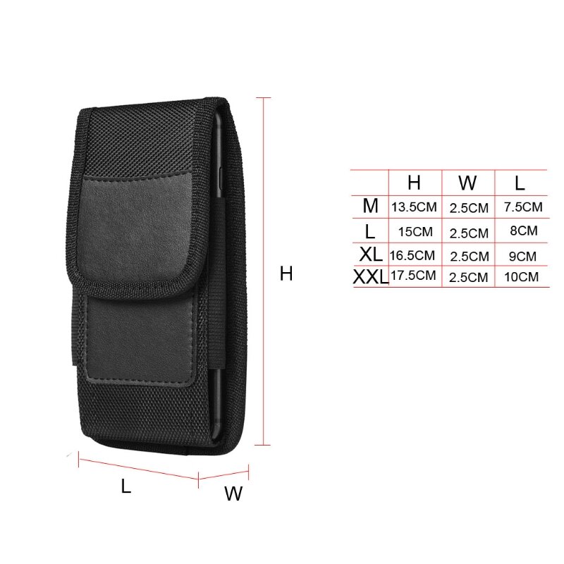 Sac de taille pour téléphone portable Étui pour téléphone portable Pochette en nylon pour téléphone avec boucle de ceinture E74B