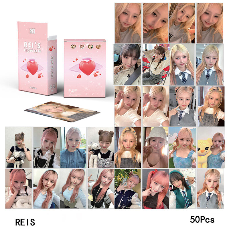 KPOP IVE Gold otoño GAEUL Wonyoung tarjeta láser álbum LOMO tarjeta postal Eleven Girl Group Collection Gift Photo Card, 50 piezas por juego