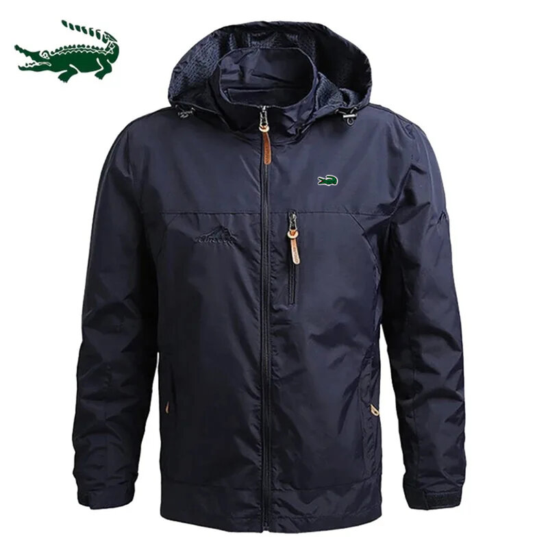 Marchio ricamo autunno/Winte OutdoorCoat alpinismo uomini di alta qualità Stormsuit cerniera giacca con cappuccio giacca sportiva antipioggia