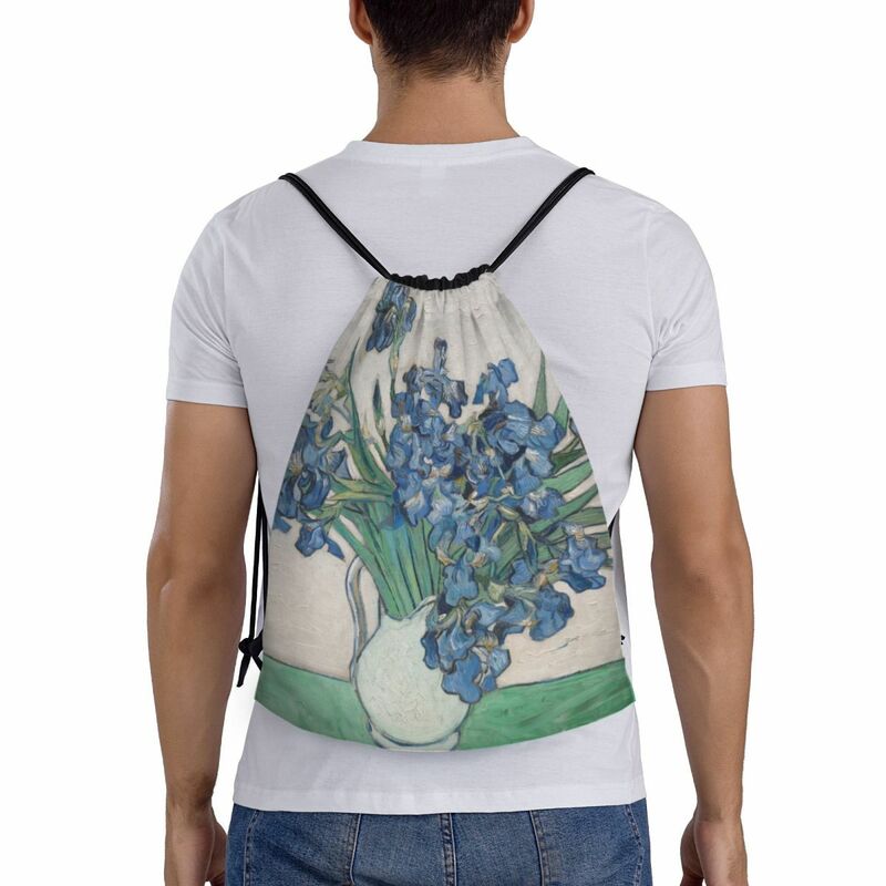 Vincent Van Gogh irysy torba ze sznurkiem mężczyzn kobiet składany siłownia wór artystyczny obraz zakupy do przechowywana plecaki