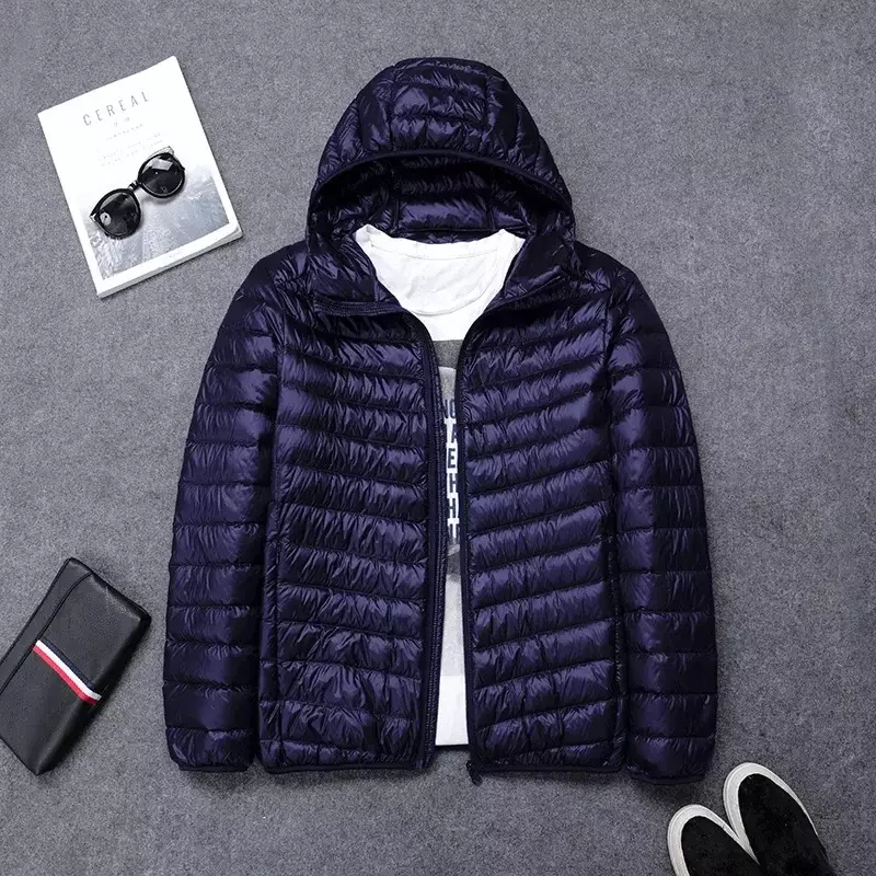 2024 New High-grade Men's White Duck Down Light Down Jacket Men's Short Hooded Men's Autumn Winter Lightweight Coat Men Jacket