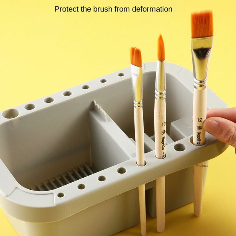 Oil Portable Paint Palette Storage Box Artists with Paint Pallet Paint Brush Cleaner with Lid 16 Holes Paint Brush Holder
