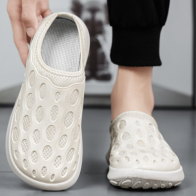 STRONGSHEN-zapatos informales de malla para hombre, zapatillas sin cordones, transpirables, suaves, cómodas, ahuecadas, de verano