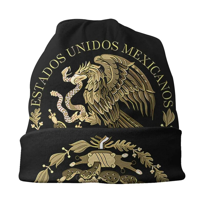 Chapéus finos para homens e mulheres, bonés de rua quentes, skullies e gorros, bandeira mexicana, selo em tons sépia, outono e primavera