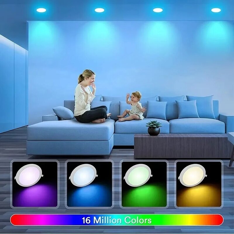 Luz LED descendente RGB + CW regulable, foco de luz de techo inteligente con Bluetooth, aplicación de Control remoto, Smart Life, Smart Home, Tuya, 10W