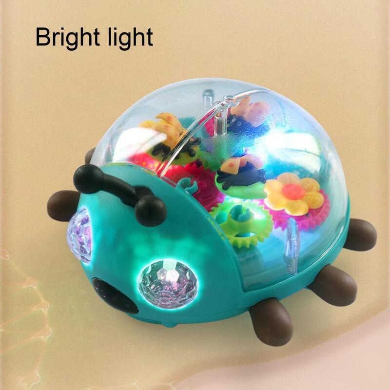 Brinquedo joaninha com luzes piscando, engrenagem dos desenhos animados, veículo multicolorido, presente de aniversário musical para crianças, meninos e meninas