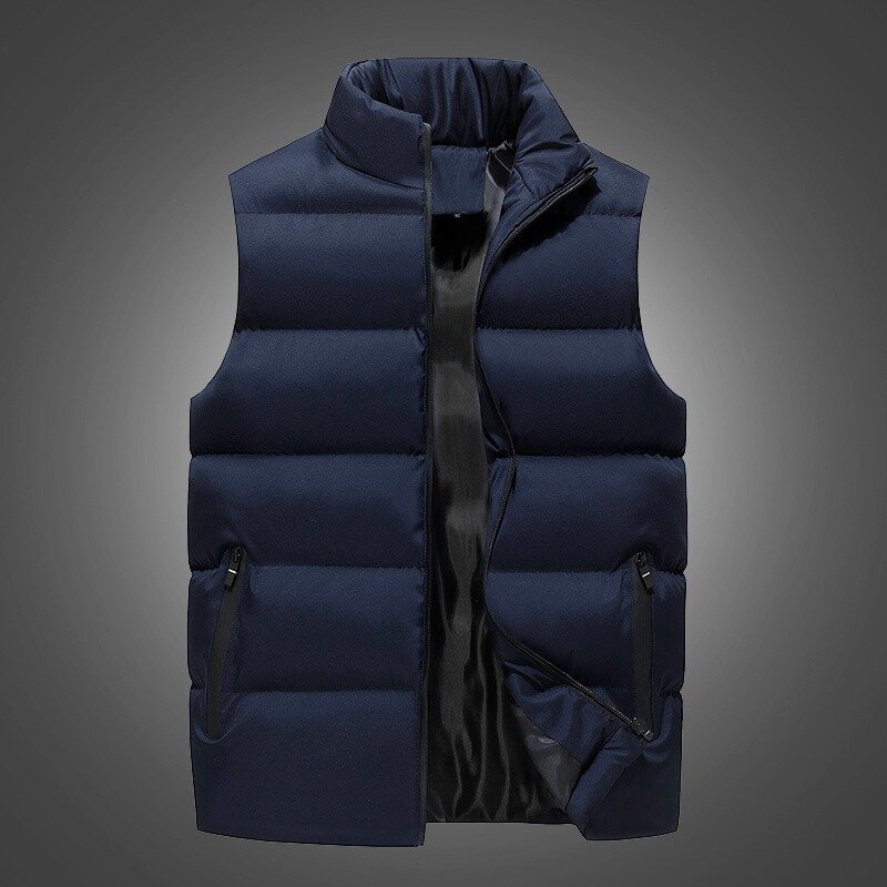 Nieuwe Jas Winter Warme Jassen Voor Mannen Verdikte Opstaande Kraag Donzen Vest Oversized Jacks Puffer Vest Mouwloze Rits Jas