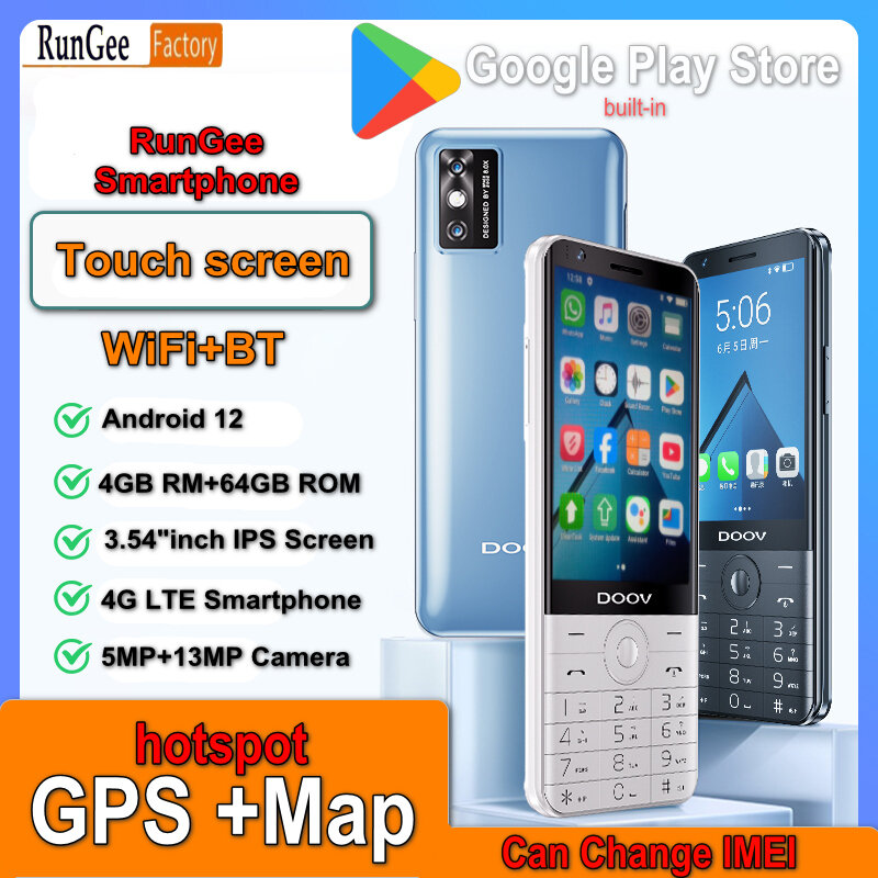 Rungee-teléfono inteligente zello Pro, dispositivo con pantalla táctil, Wifi, 3,54 pulgadas, 4GB, 64GB, Bluetooth 5,0, 640X960, Google play store, PK Qin F22