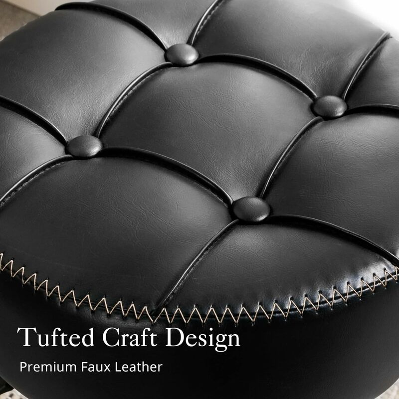Verstellbarer Eitelkeit hocker für Make-up-Raum, Schwarzer Kunstleder stuhl, 360 ° schwenkbarer Eitelkeit hocker