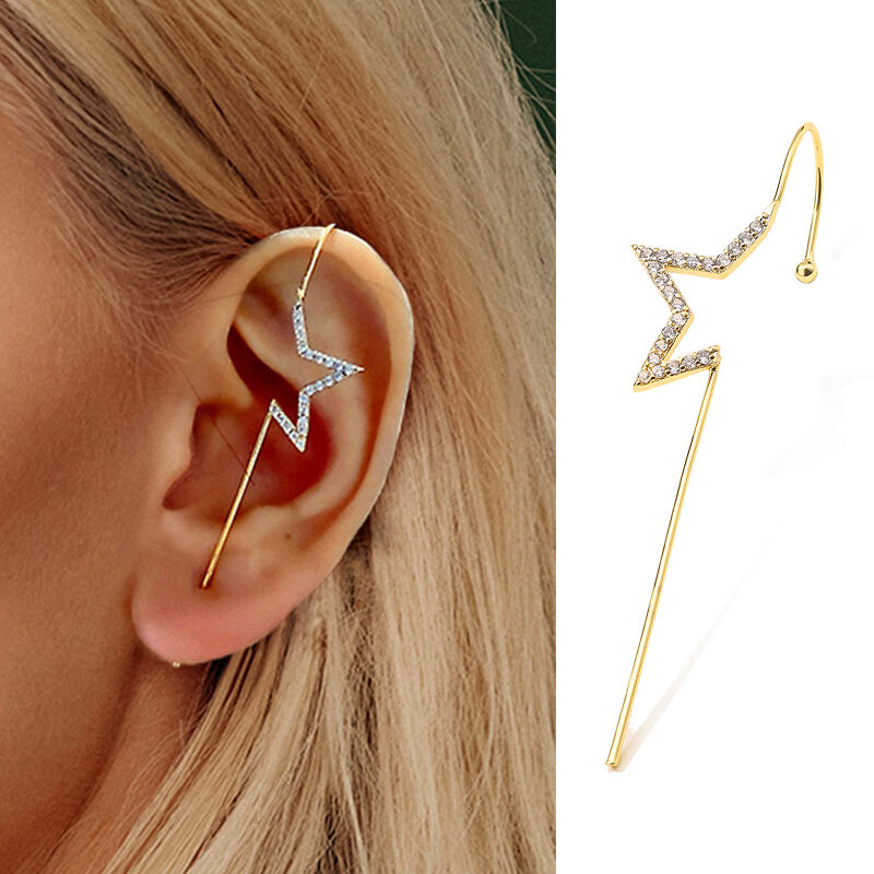  Newest Arrivals Unique Jewelry 1 Pcs Earring Women Geometry Ear Pin Design Line Around Earrings Zircon Wedding Accessories