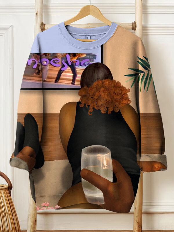 Suéter de manga larga con cuello redondo para mujer, ropa deportiva informal, Sexy, con estampado de novia, color negro, talla grande, XXS-6XL