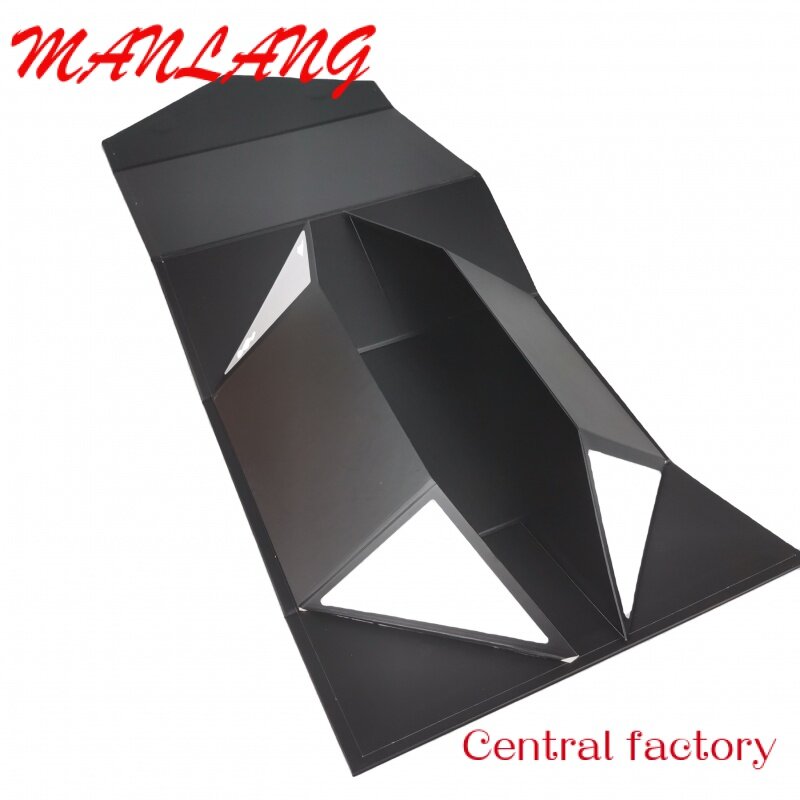 Boîte en Papier Magnétique Noire Pliable avec Logo Personnalisé, Faible MOQ, pour Vêtements, Perruques, Vente en Gros