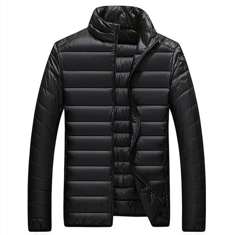 Winter Polyester Men's Down Jacket Stand Collar Long Sleeve Cardigan Zipper Solid Fashion Casual Down Jacket
