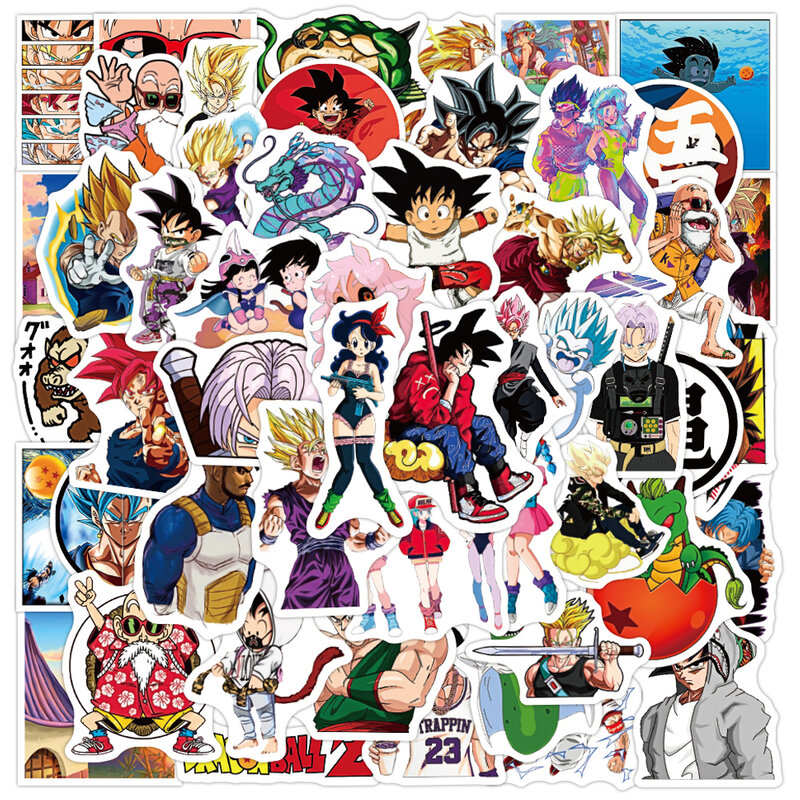 50/100Pcs Cool Anime Dragon Ball สติ๊กเกอร์สำหรับเด็กของเล่น Son Goku การ์ตูน Decals DIY สเก็ตบอร์ดแล็ปท็อปสติกเกอร์ติดมอเตอร์ไซค์แพ็ค
