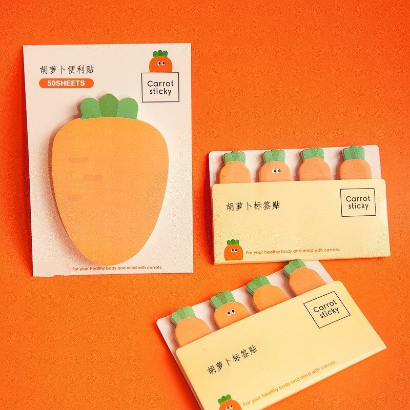 Милые клейкие заметки с морковкой N Times, креативный офисный декор, бумажный блокнот для записей, поставки, украшение, японские канцелярские принадлежности
