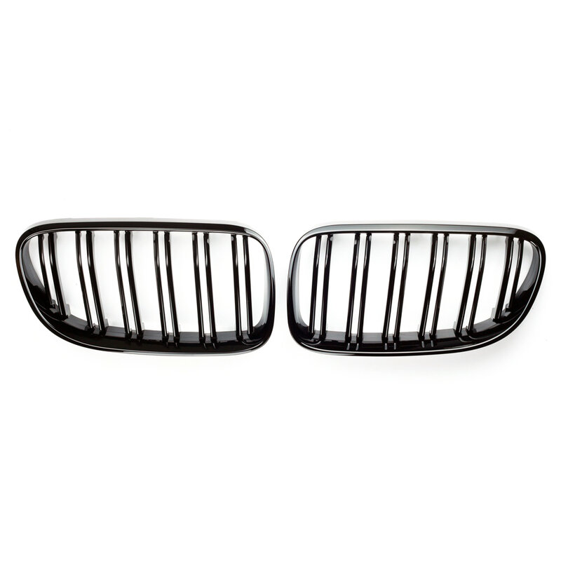 2Pcs Car Style Gloss Black Front Kidney Double Slat Grill Grille For-BMW E92 E93 3-Series 328I 335I Coupe LCI 2010-2013