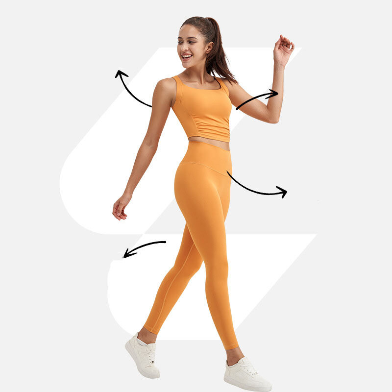 Новый костюм для йоги для женщин с высокой эластичностью, эффект похудения, фиксированная подкладка для груди, спортивный бюстгальтер, высокая талия, подтяжка ягодиц