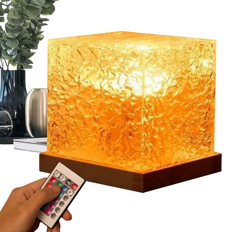 Aura Tesseract Lamp Remote Control Cube Tesseract Lamp USB Charging 16 Colors Adjustable Crystal Night Lamp Acrylic Ambient