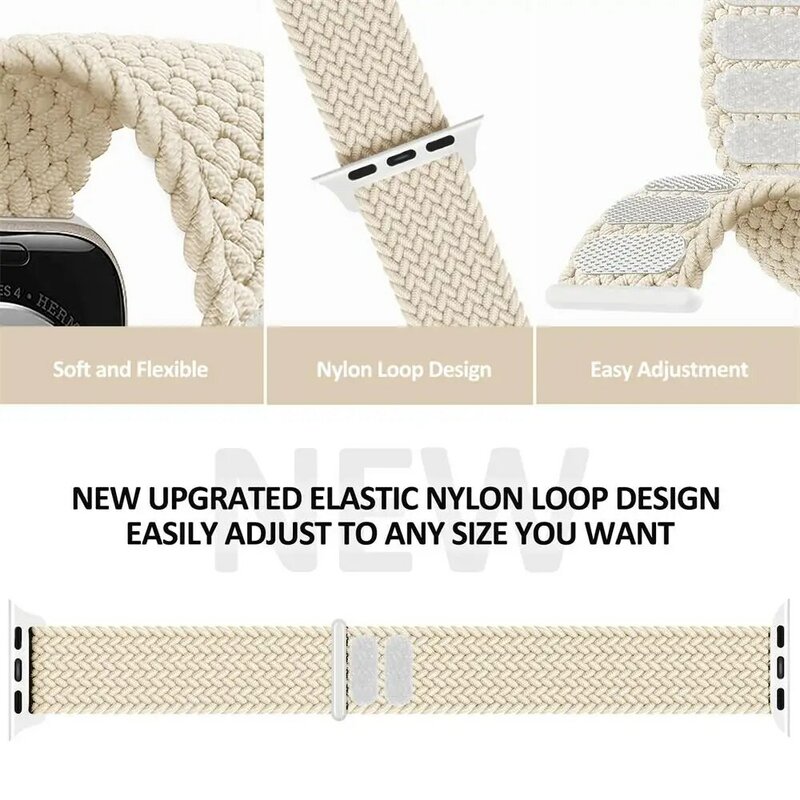Braided Solo Loop For Apple watch Bands 40mm 44mm 49mm 45mm 41mm 38mm 42mm Elastic bracelet iWatch series 9 8 7 se Ultra 2 Strap