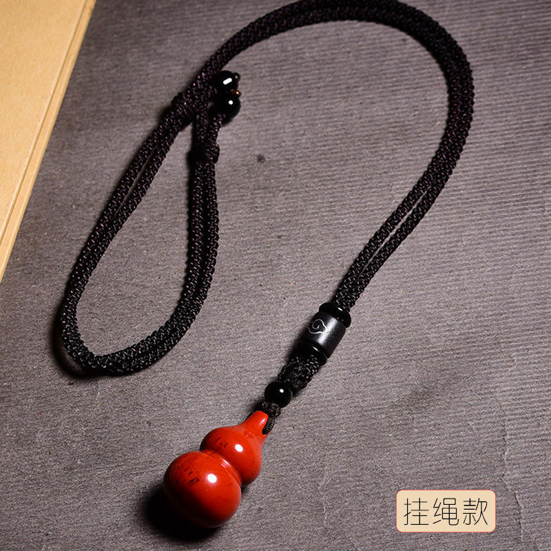 Natural Red Bamboo Gourd Pendant Stone Amulet Shadow Stone Jewelry Bitter Mole Lucky Necklace for Men and Women Luxury Jewelry