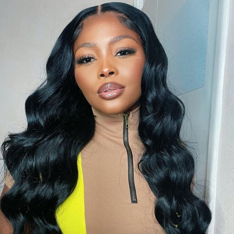 30 32 Inches 4X4 Lace Body Wave Human Hair Wigs Transparent Lace Closure Straight Wig Brazilian Remy PrePlucked for Black Women