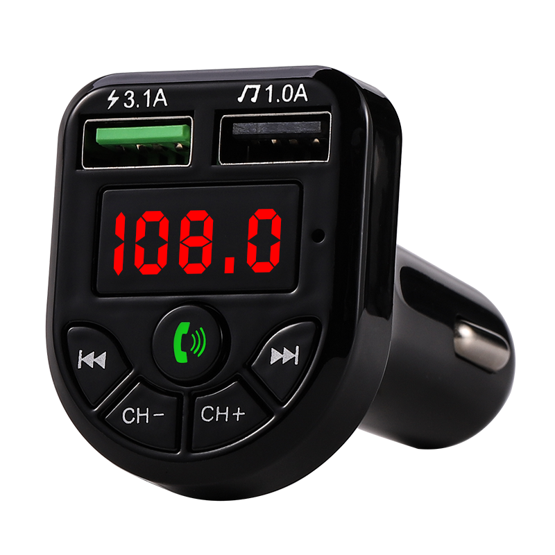 Pemancar FM LED, Bluetooth 5.0 mobil Kit USB ganda pengisi daya 3.1A 1A MP3 pemutar musik Auto Bluetooth