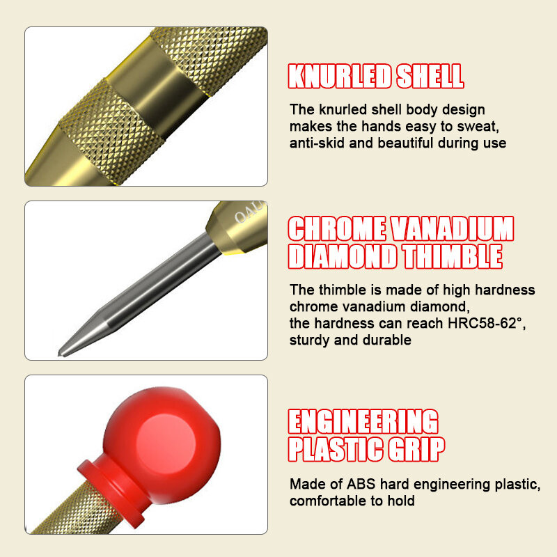 Automatic Center Punch localizzatore a molla regolabile Kerner Center Pin lavorazione del legno strumenti in metallo Press Dent Marker Tool Kit