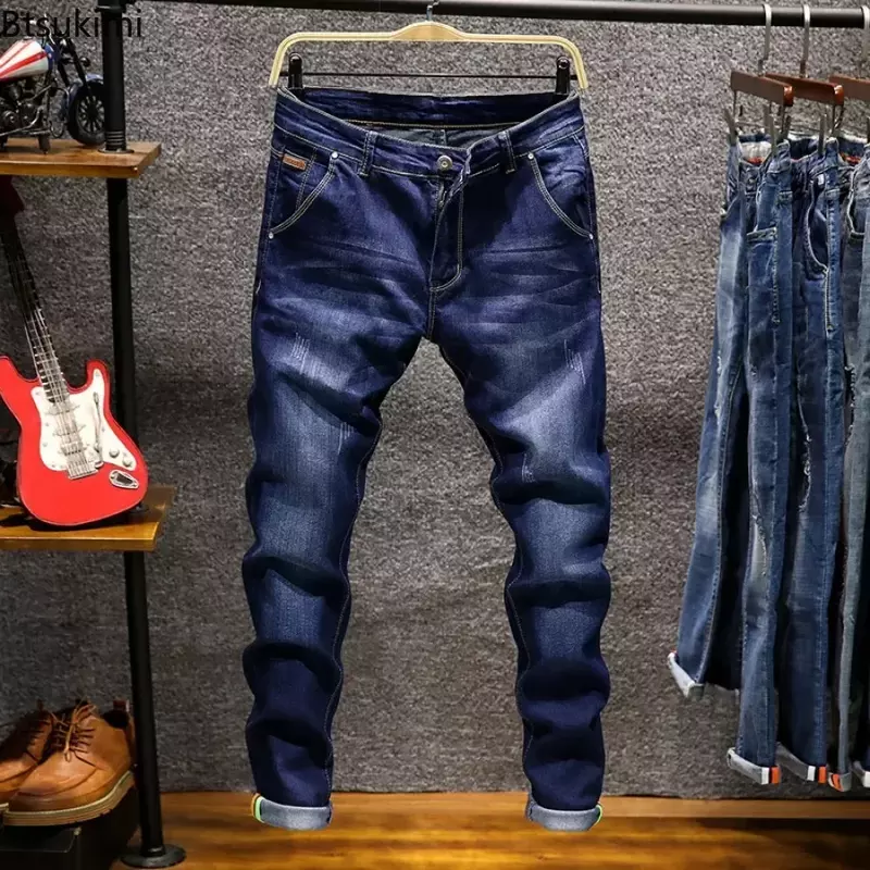 Neue 2024 Herren Stretch Skinny Jeans Hosen Mode lässig schlanke Jeans hose solide lange Jeans Hosen männlich plus Größe Jeans 7 Farben