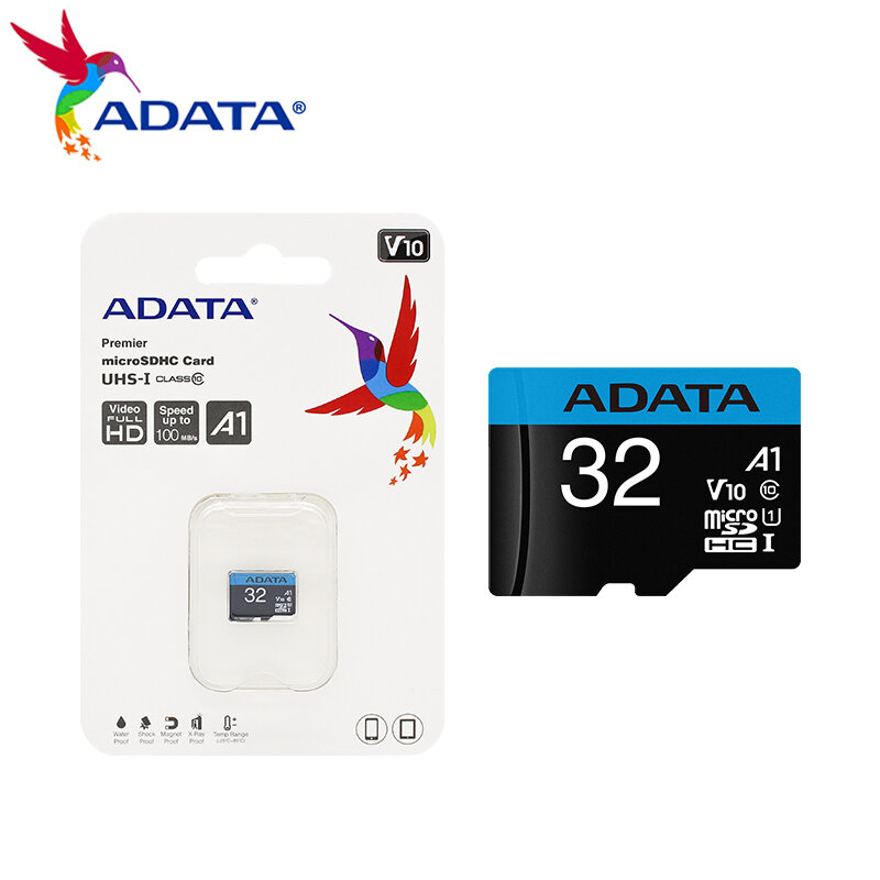 ADATA kartu SD mikro A1 untuk ponsel, kartu memori Microsd A1 kartu TF V10 kelas 10 64GB 128GB 32GB untuk ponsel 10 buah