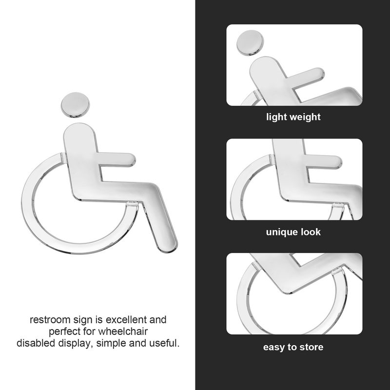 Signe d'emblèmes pour handicapés, fauteuil roulant, salle de bain simple, toilettes, marqueur, plaque de toilette, ABS
