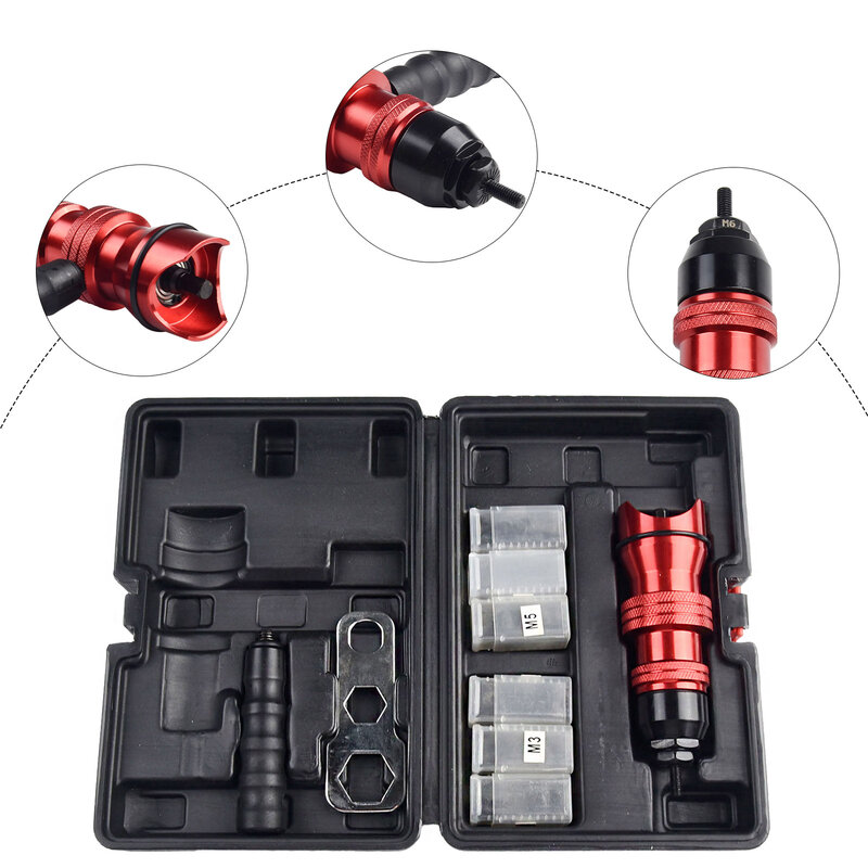 High Carbon Steel Rivet Nut Tool Kit Riveting M3~M10 Electric Drill Adapter Insertion Nut Riveter Tool For Drilling Positioning