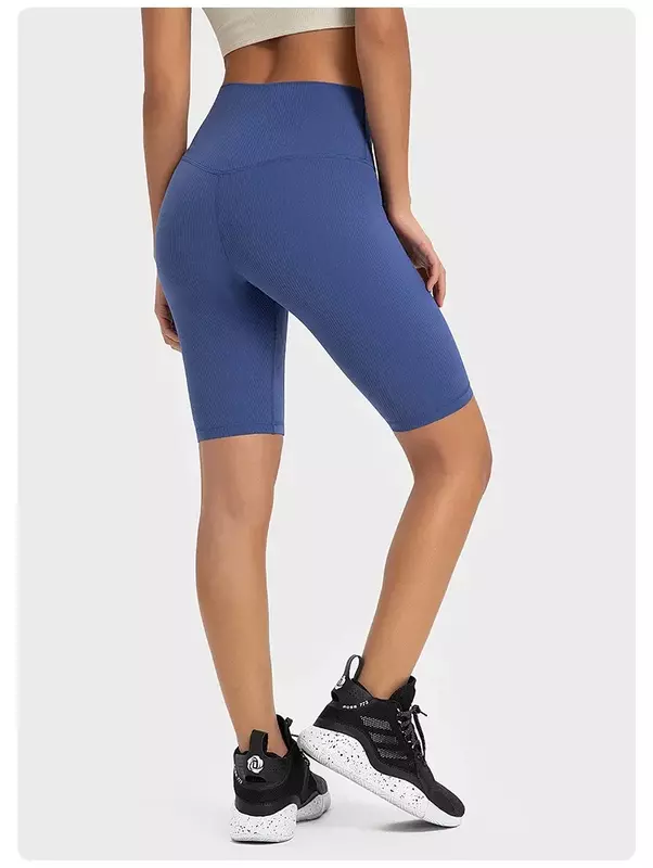 Lemon Wunder Train-pantalones cortos acanalados de tiro alto para correr, pantalones cortos de Yoga resistentes a la abrasión con bolsillo oculto, tela de secado rápido, 10 pulgadas