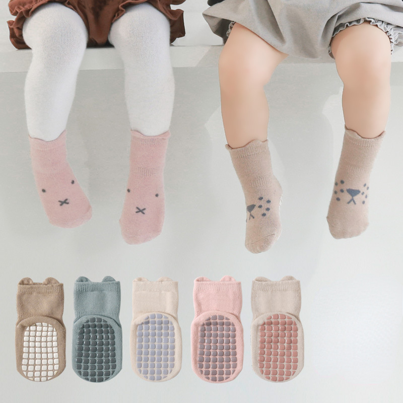 Calcetines de algodón antideslizantes para bebé, zapatos para caminar, calcetines antideslizantes para niños y niñas