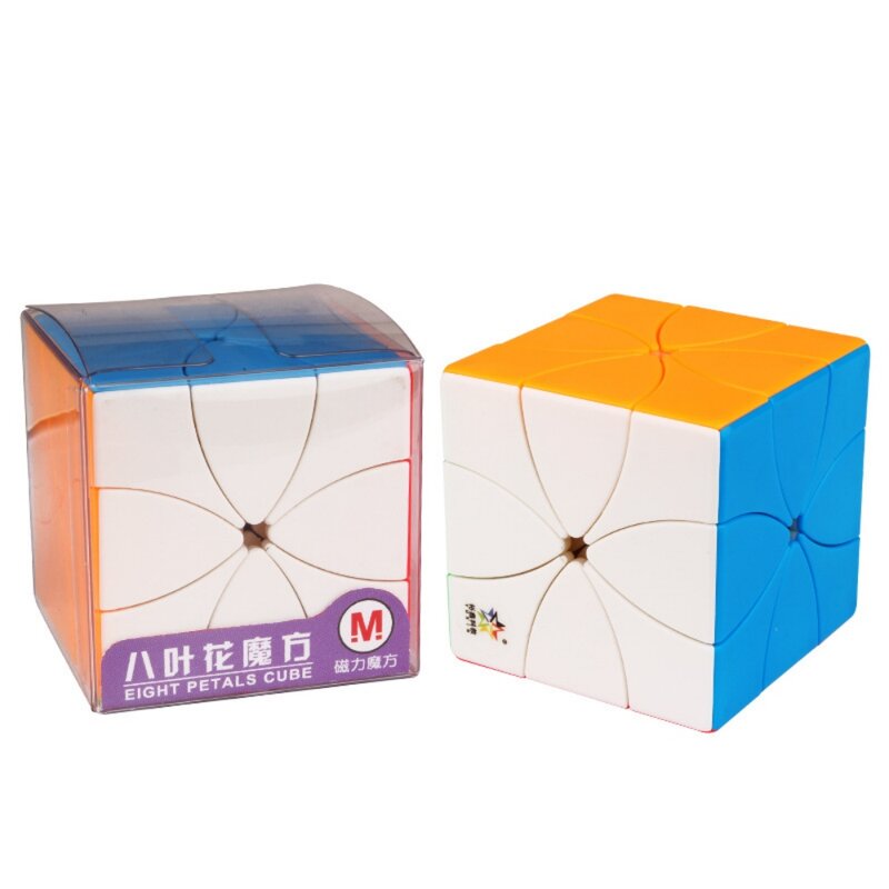 YuXin 외계인 매직 큐브, 8 잎 꽃, 마그네틱 컬러 매직 큐브, 교육용 전문 스티커리스 매직 큐브 퍼즐