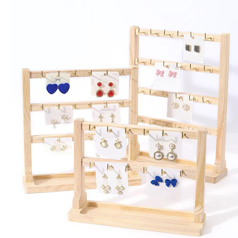 Organizador de joyas de varios niveles, soporte de exhibición de Joyas, soporte de pendientes con ganchos para anillos, pulseras, escaparate