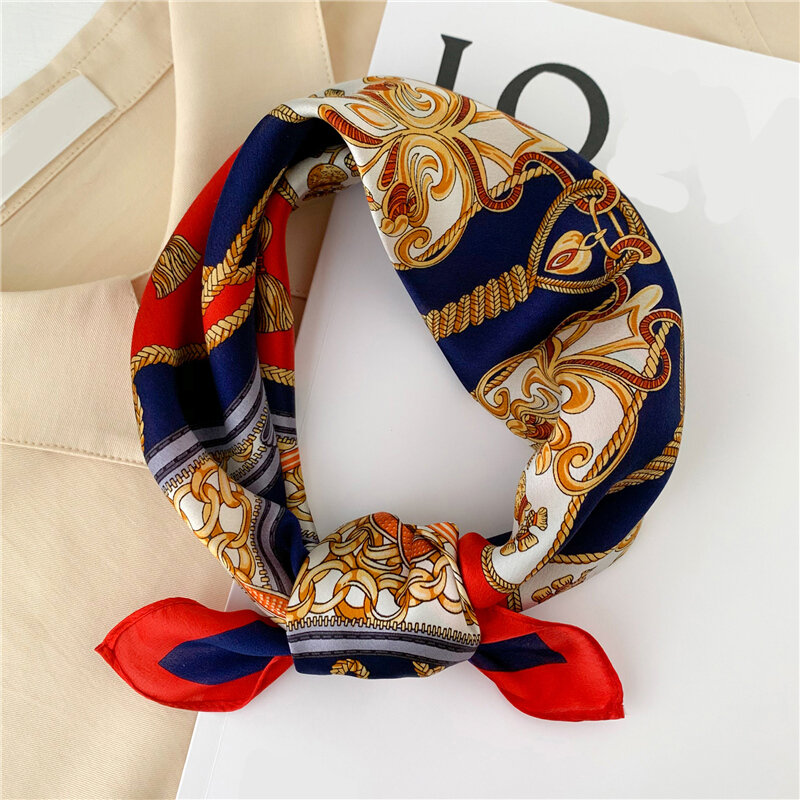 Design 100% sciarpa di seta reale fasce per capelli di lusso da donna sciarpe quadrate piccole Foulard Bandana femminile fazzoletto da collo cravatta Foulard 2022