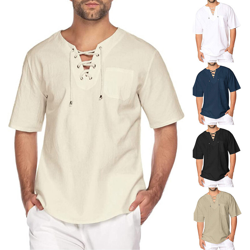 Kleding Heren T-Shirt Met Korte Mouwen Zachte Effen Kleur Zomer T-Shirt Tops Strandpanty 'S Blouse Tuniek Ademend Casual