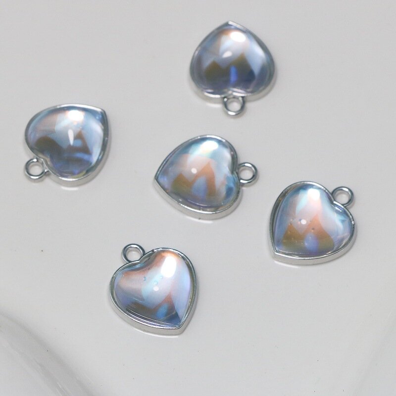 5Pcs Hearts Crystal Charms ciondolo in lega per gioielli che fanno orecchini fai da te collana braccialetto forniture accessori all'ingrosso