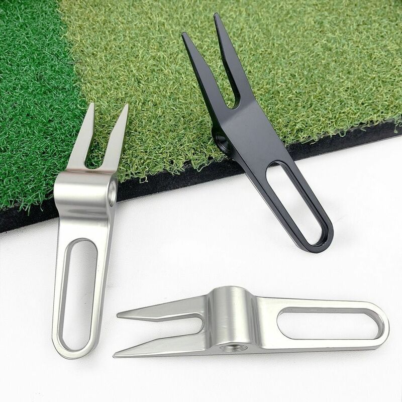 Pitchfork Golf Divot Pitch Repairer Tool Zinc Alloy Switchblade Golf Divot tool Foldable Lifting Hole Golf Fork Gift For Golfer